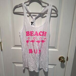 NWT O'Neill White Tank Top "Beach Bum" Flamingo - Size Medium